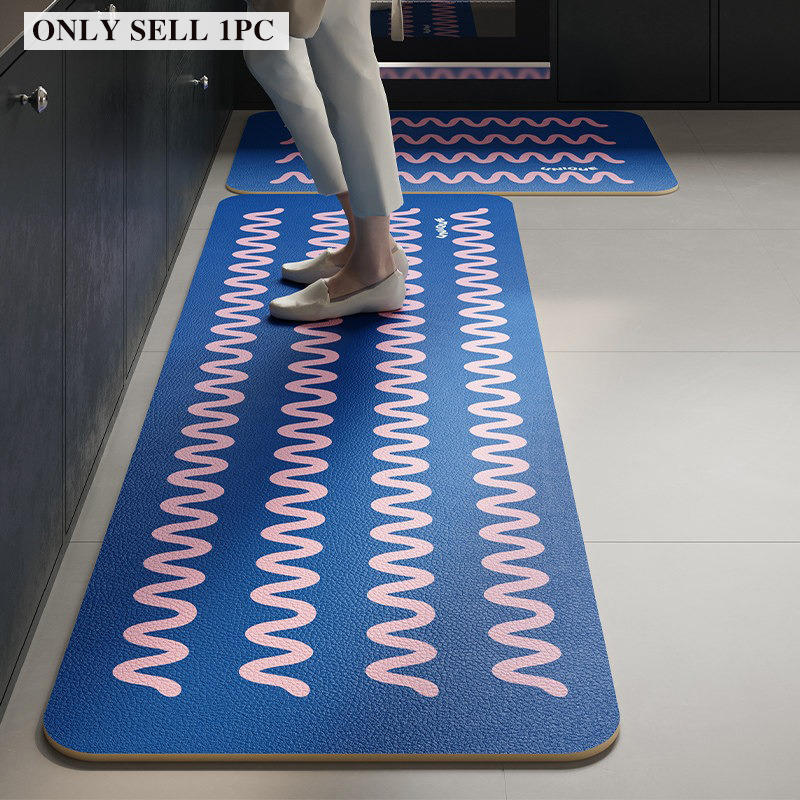 Commercial Kitchen Floor - PVC-Küchenbodenmatte, wasserdicht, ölbeständig, rutschfest, Leder-Fußmatten, Dopamin-gestreifter
